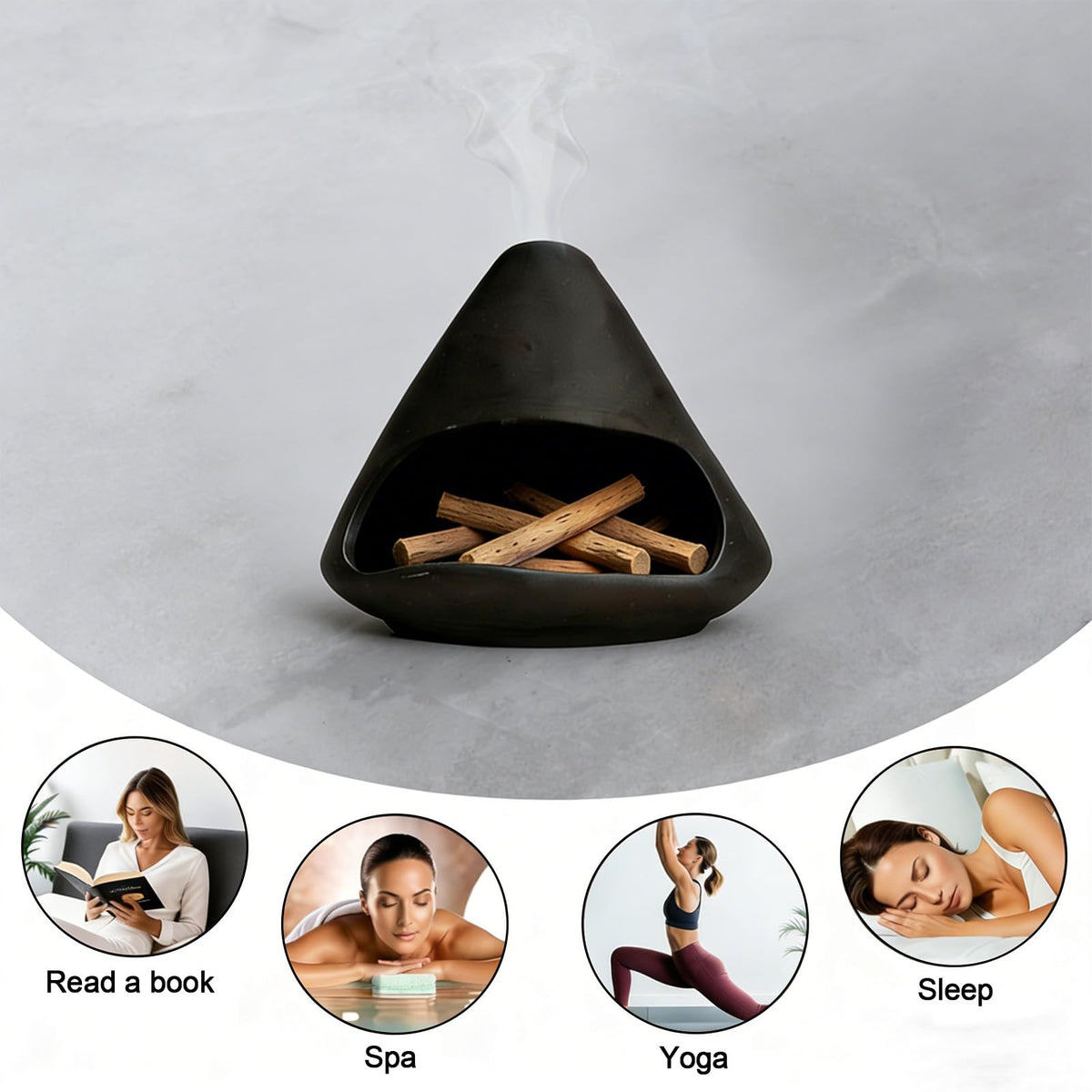 Ceramic Palo Santo Holder Incense Burner with Handcraft Small Ceramic Sage Burner Holder, for sage、Cone Burning, Aromatic Home Decor, Ceramic ash Tray, Anxiety Relief Meditation for Women
