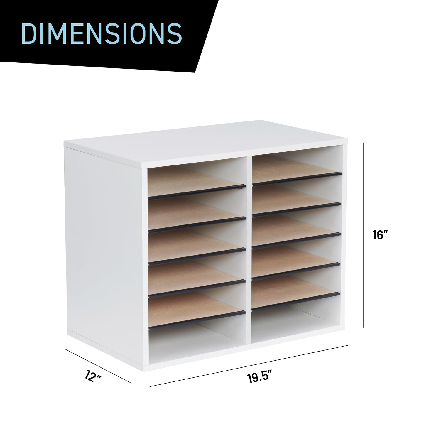 Safco Wooden Paper and Mail Organizer for Home Office and Classroom, Adjustable Shelves and Stackable