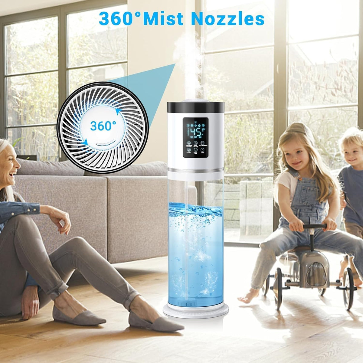 8L/2.1Gal Humidifiers for Bedroom Large Room with Clear Tank, 7-Color Light, 36dB Ultrasonic Cool Mist Humidifiers with Humidistat, Essential Oil Tray Top Fill Humidifier for Home Bedroom Office