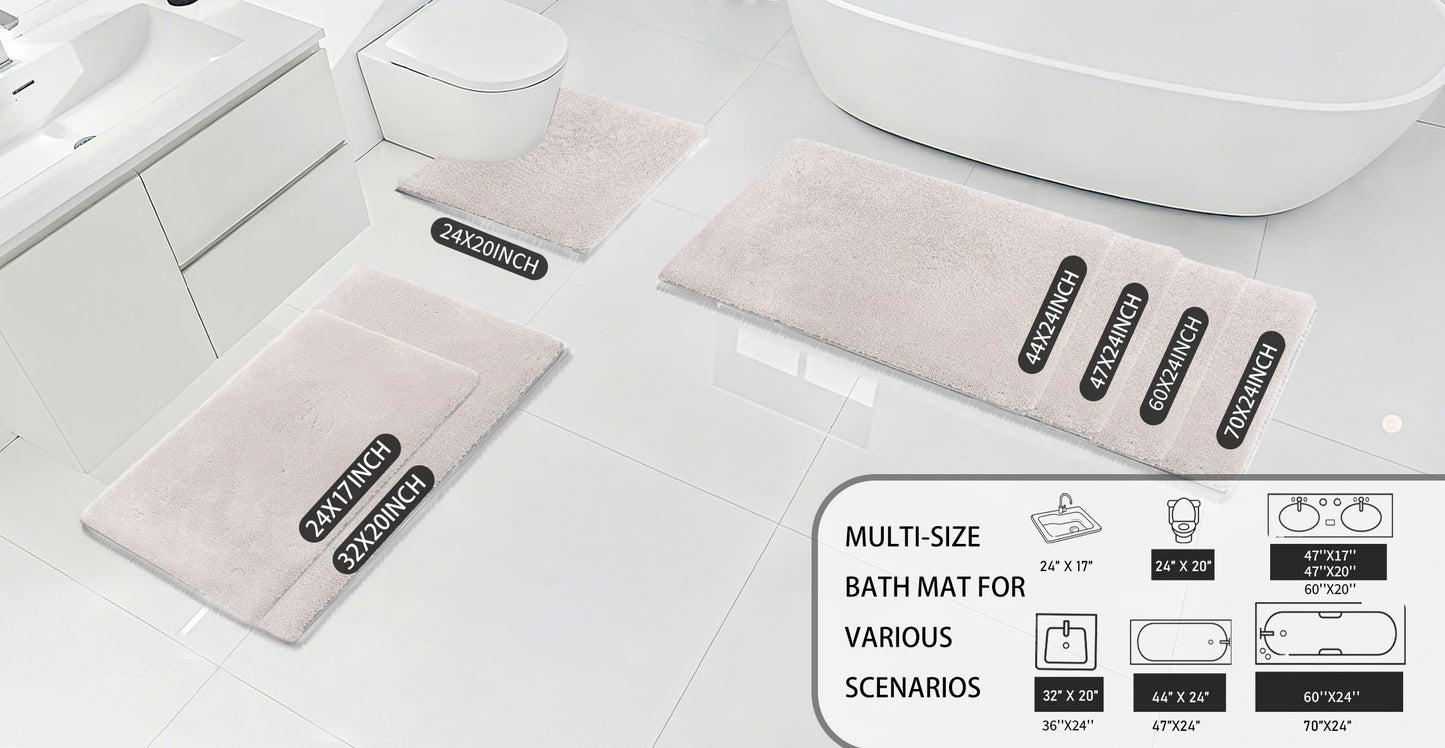 MINIDEAR Toilet Rugs 24x20 - U Shaped Beige Thick Memory Foam Contour Rugs,Ultra Soft & Plush Fluffy, Non-Slip, Quick Dry, Absorbent Washable Floor Microfiber Mat for Home Decor Accessories