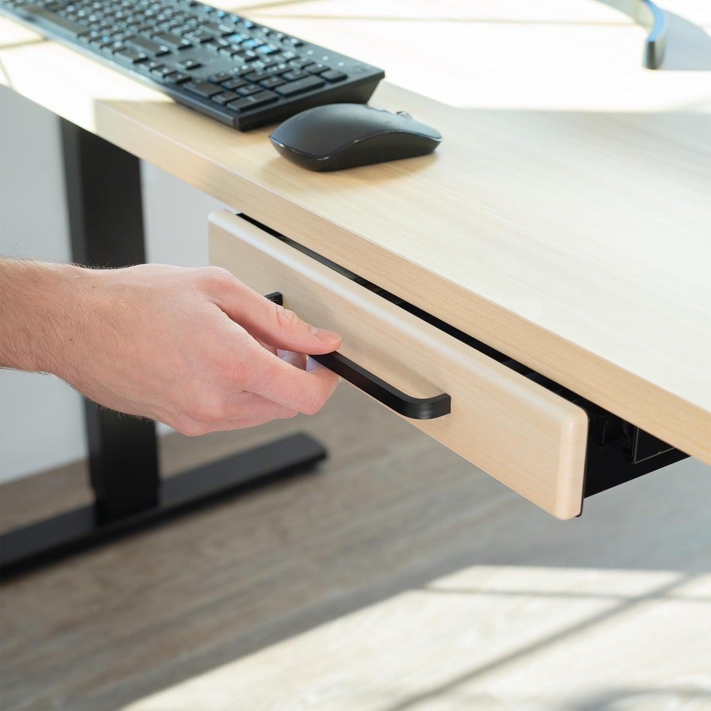 VIVO Under Desk Mounted Sliding Pull-out Drawer for Office Desk, Pull Handle, Storage Organizer for Sit Stand Workstation, DESK-DR1H-C