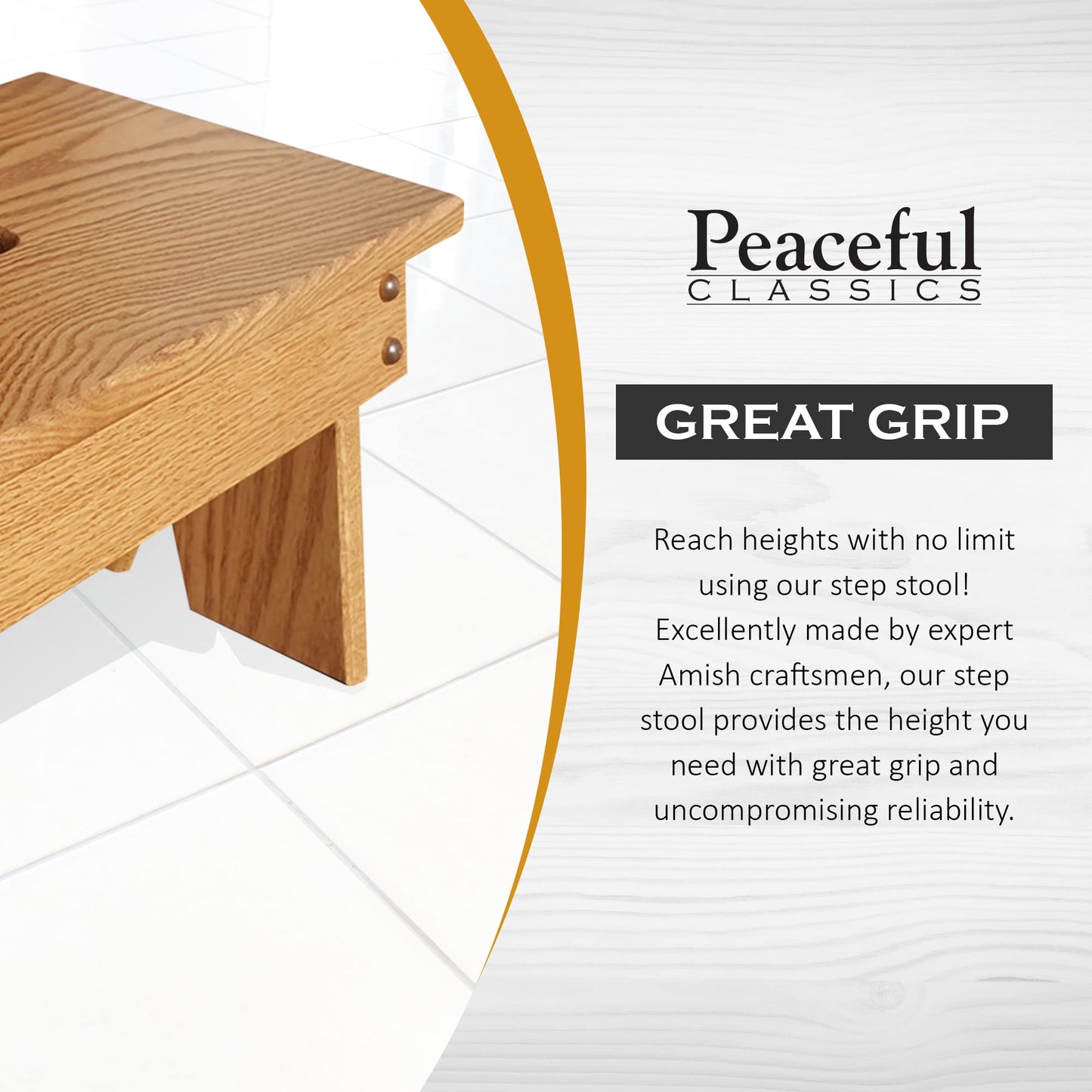 Peaceful Classics Step Stool - Amish Handmade Kids Step Stools - Bathroom, Bedroom, Living Room Or Kitchen Step Stool for Adults - Multipurpose Foot Stool Made of Solid Oak (9" High, Provincial)