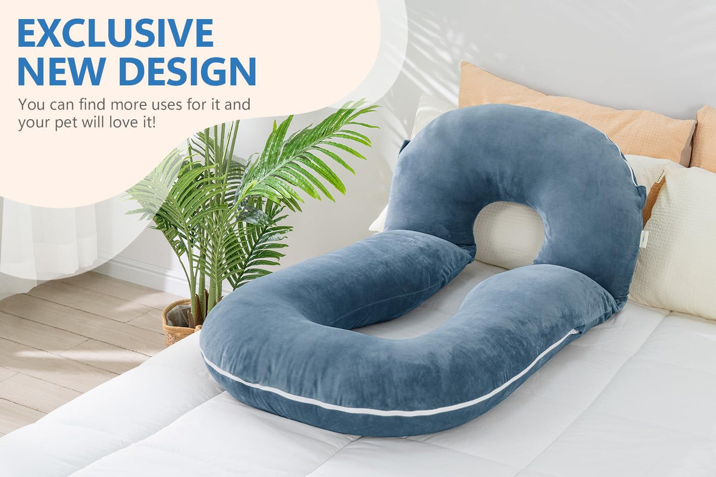 INSEN Pregnancy Pillows, Multi-use Maternity Pillows for Sleeping and Nursing, Sit up Pillow for Adults (Blue)