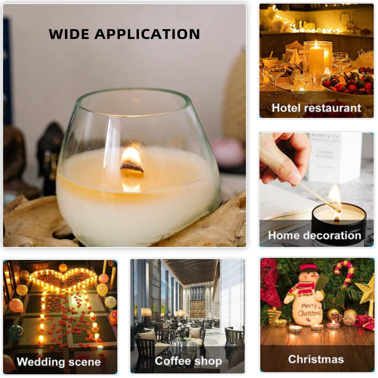 Ziosxin 300 Thicken Smokeless Wooden Candle Wicks - Long Lasting Flame - Easily Burn, 1.2mm Thickness 5.1" X 0.5" Candle Cores with Iron Stand and Glue Dot for DIY Candle Making Craft