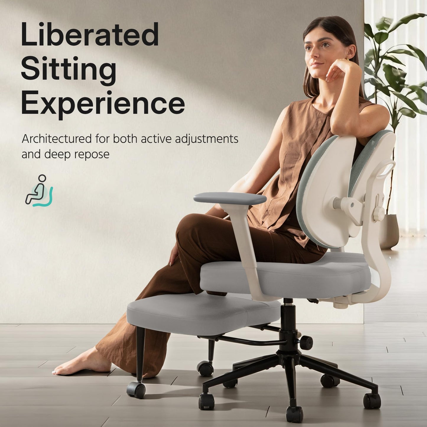 AreShark Criss Cross Office Chair with Armrest Wheels & Stretchable Rotating Footrest, Ergonomic Cross Legged Swivel Chair with Back Support& Adjustable Height for Yoga Kneeling Meditation Home Office