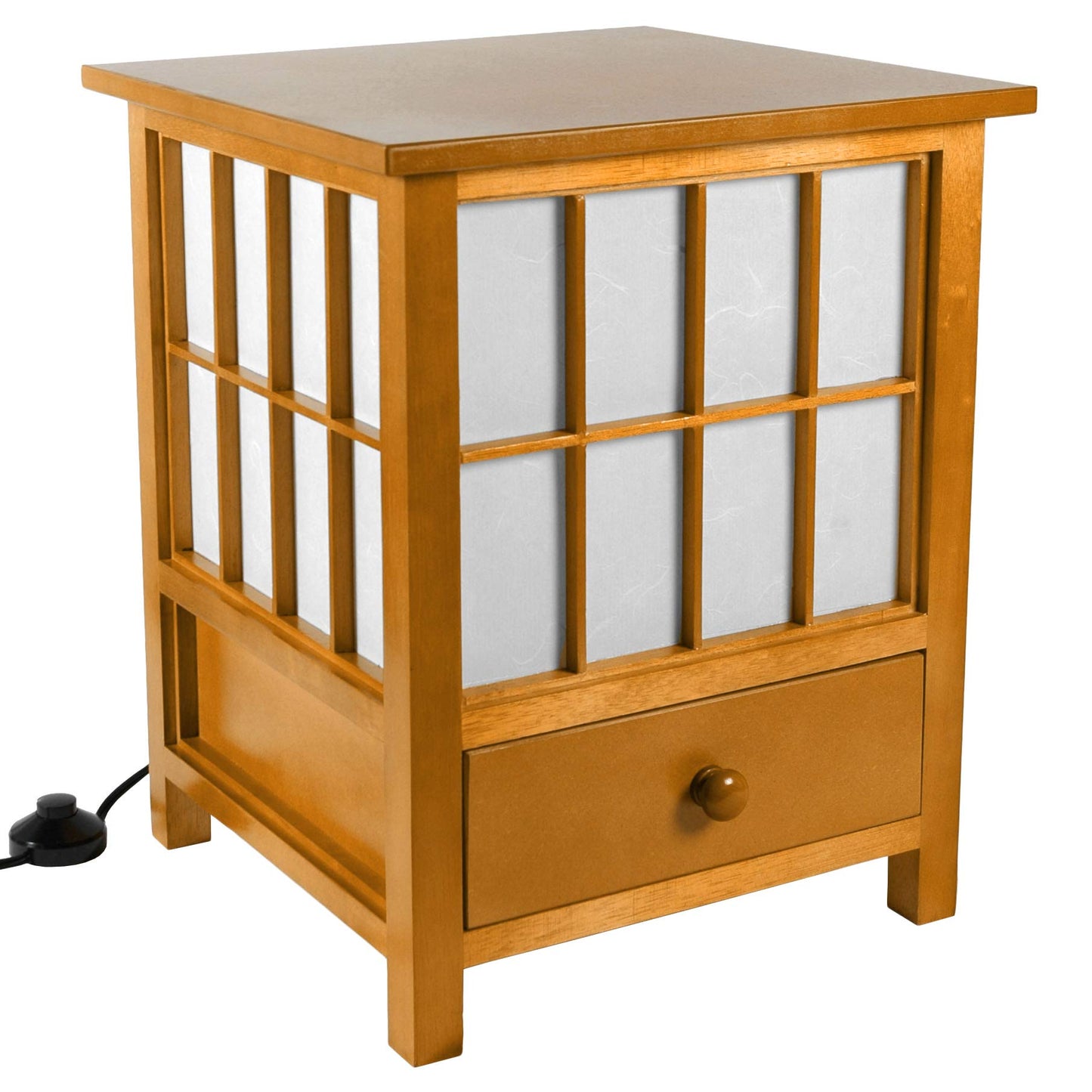 Red Lantern 19" Hokkaido Lamp with Drawer, Honey