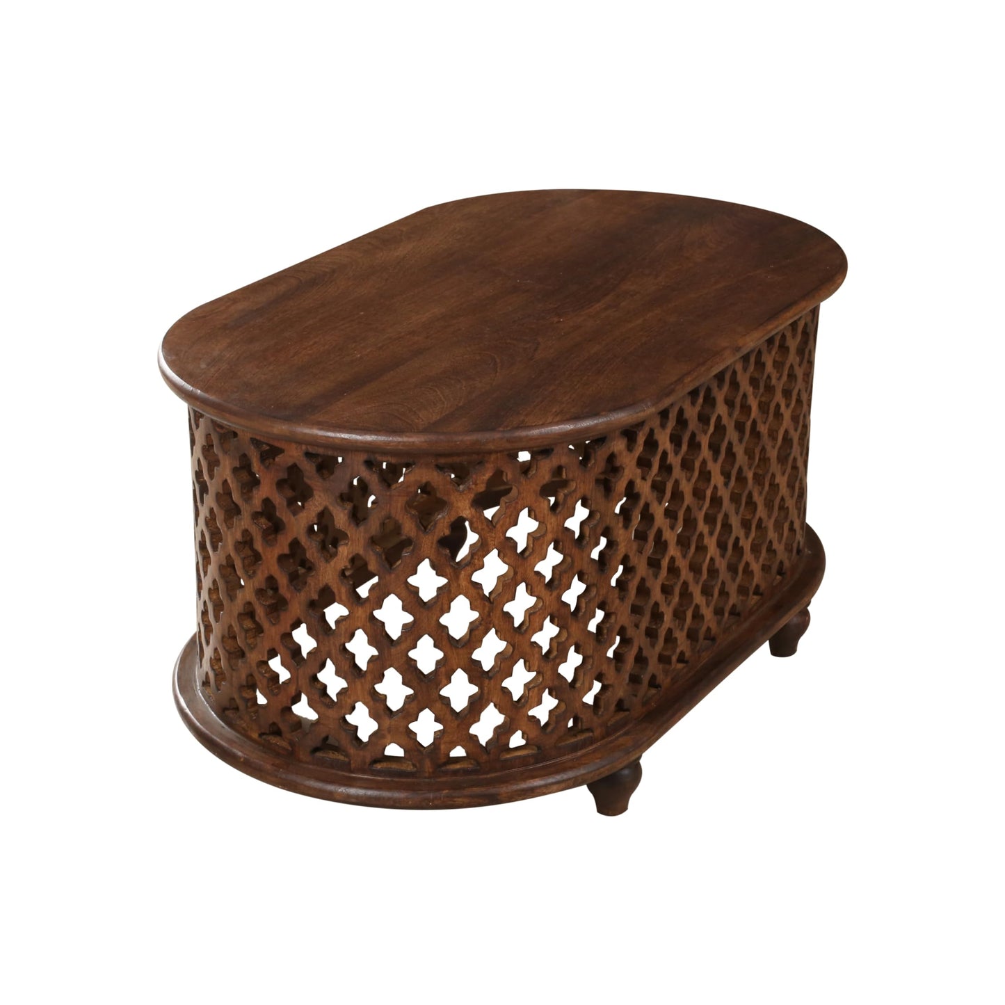 The Wooden Town Solid Mango Wood Coffee Table - Oval Center Table for Living Room, Tea Table, Wooden Accent Table, 36x21x18 Inches - Handcrafted Modern Furniture for Home Décor
