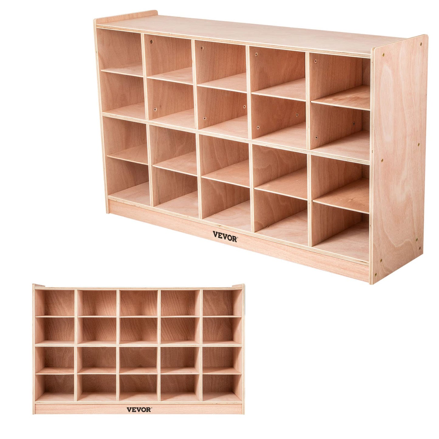 Happybuy 20-Section School Storage Locker, Wooden Storage Cabinet with 4 Casters, Classroom Cubbies for Storage, 15mm Thick Plywood Locker for Home, Office, School, Gym, Kindergarten