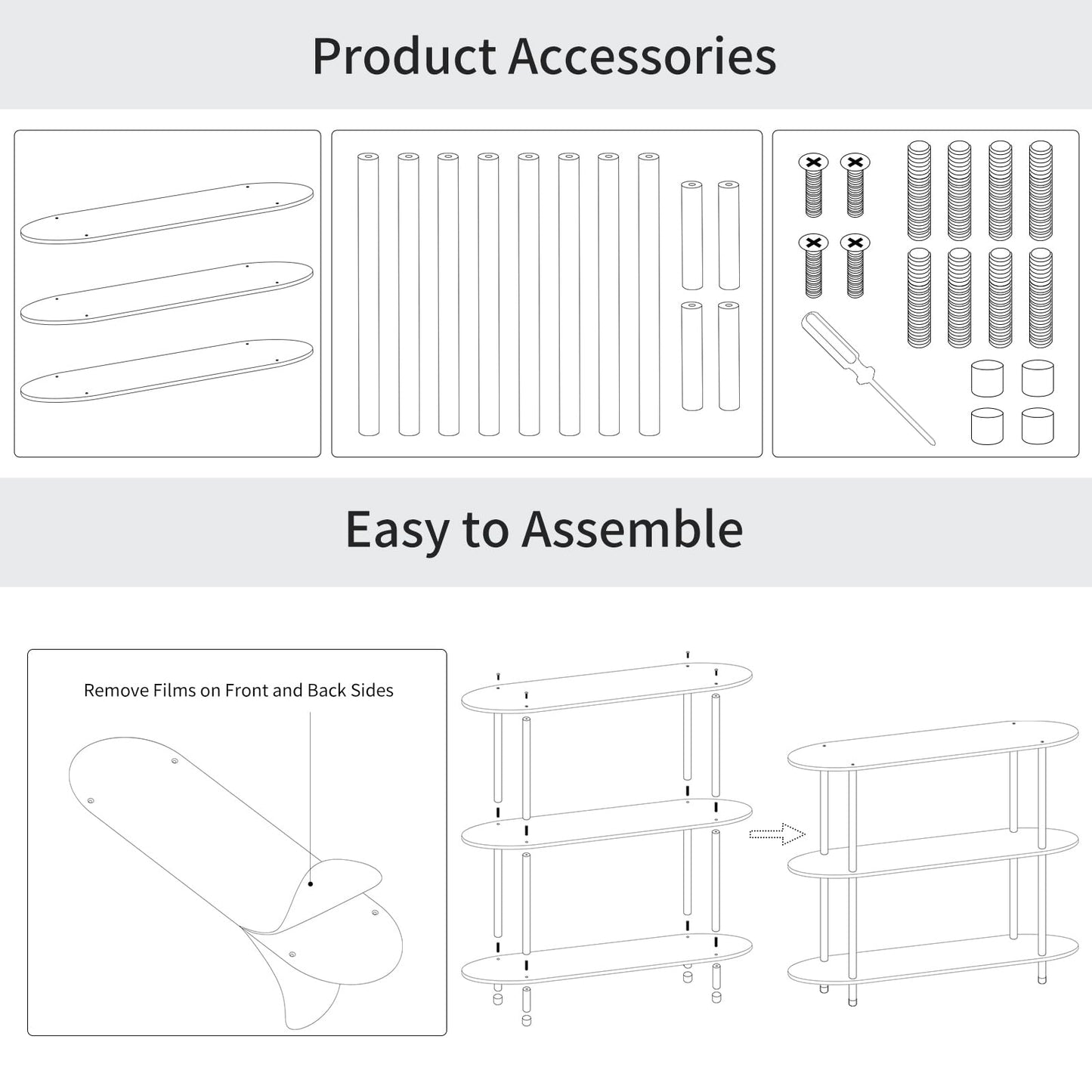 Bekugee Clear Acrylic Bookshelf, 31.5" L x 11.8" W x 27.7" H, 3 Tier Oval Acrylic Bookcase Table with Open Book Shelf, Modern Storage Organizer Entry Console Table for Entryway Living Room Bedroom