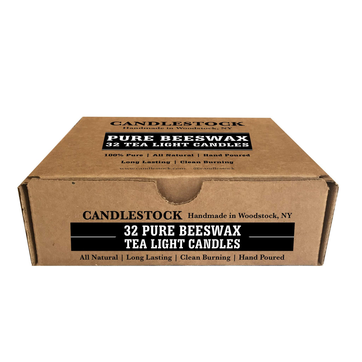Candlestock Bulk 32 Pure Beeswax Tea Light Candles - 32 100% Pure Beeswax Tea Light Candles - Clean Burning and Pure Burning Beeswax Tea Light Candles