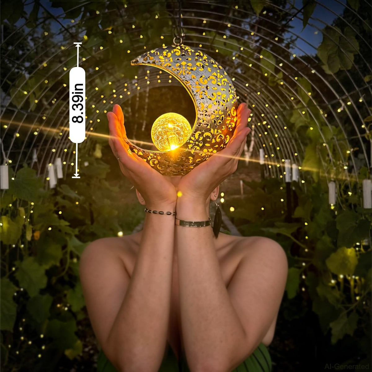 Amugmilk Solar Hanging Lights for Outside Garden,Outdoor Metal Lanterns Sun Moon Lamp, Large Decorations for Yard Garden Patio Proch Tree Wall, Christmas Gifts for Women Mom