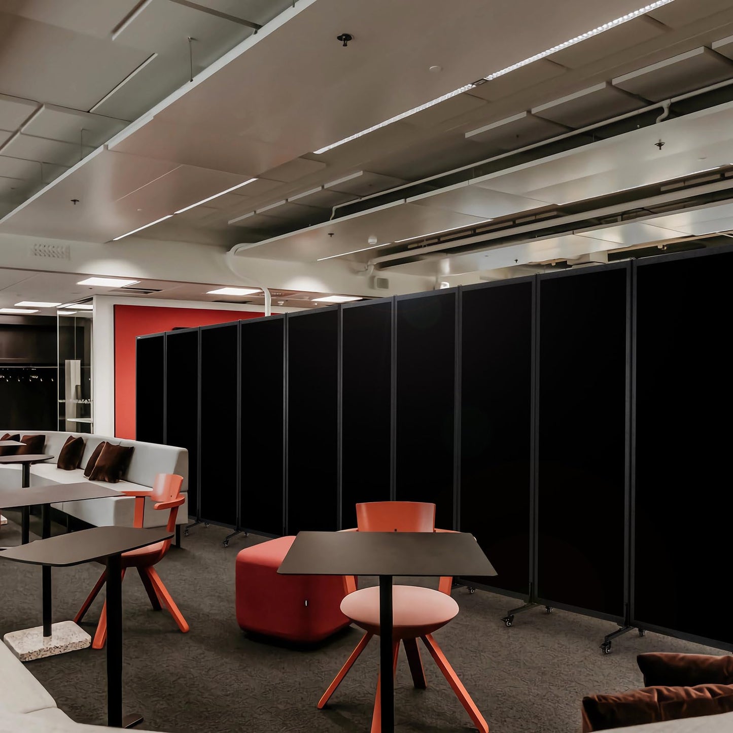 Upgrade Version Room Partition and Divider, Freestanding Rolling Dividers with Wheels,Office Privacy Screen Divider Wall,Classroom Felt Dividers,10'6"L* 6'7"H,5 Panel,Black