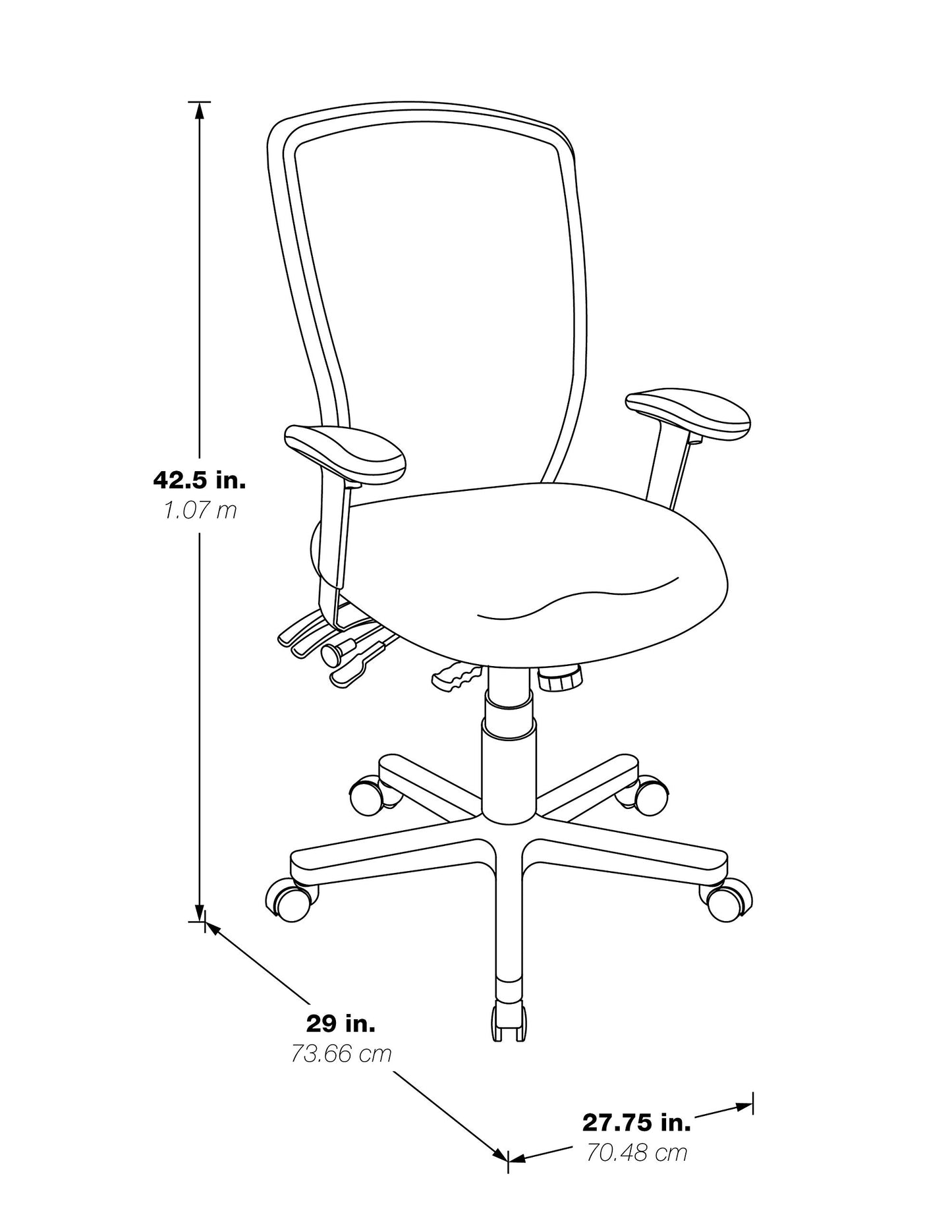 Office Star ProGrid Breathable Mesh Manager's Office Chair with Adjustable Seat Height, Multi-Function Tilt Control and Seat Slider, High Back, Coal FreeFlex Fabric