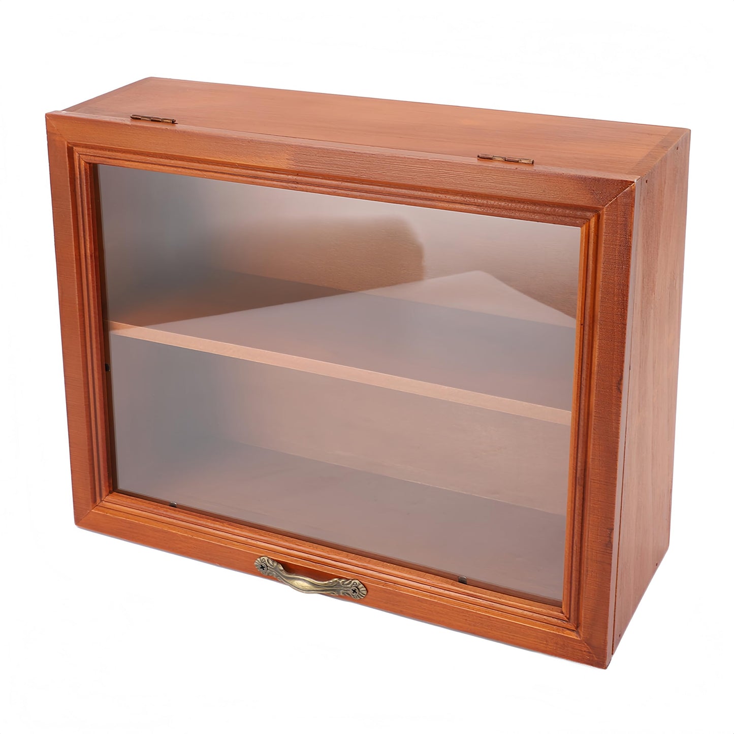 Wooden Display Cabinet with Glass Doors | Freestanding Curio Cabinet for Collectibles & Mini Figures | Desktop Organizer with Display Case for Cosmetics, Jewelry, Pastries & Po p Figures