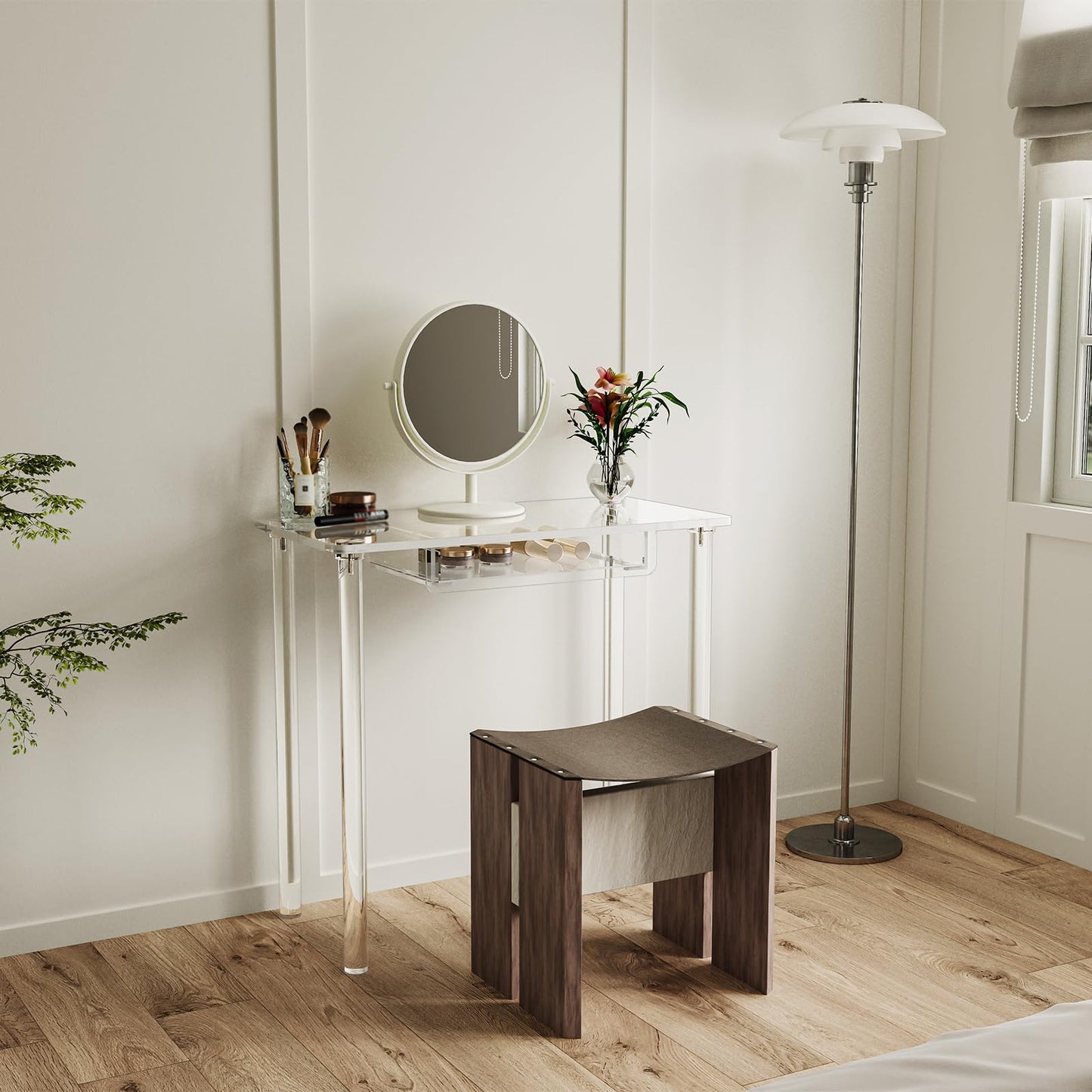 Eglaf Acrylic Makeup Vanity Desk - Clear Vanity Table with Drawer
