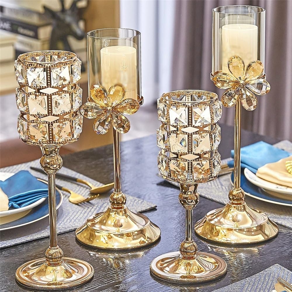 Candle Holders Decorative Crystal Candle Holder for Home Decor, Weddings, Dinners, Parties and Anniversaries Decorative Candle Holder(Small)