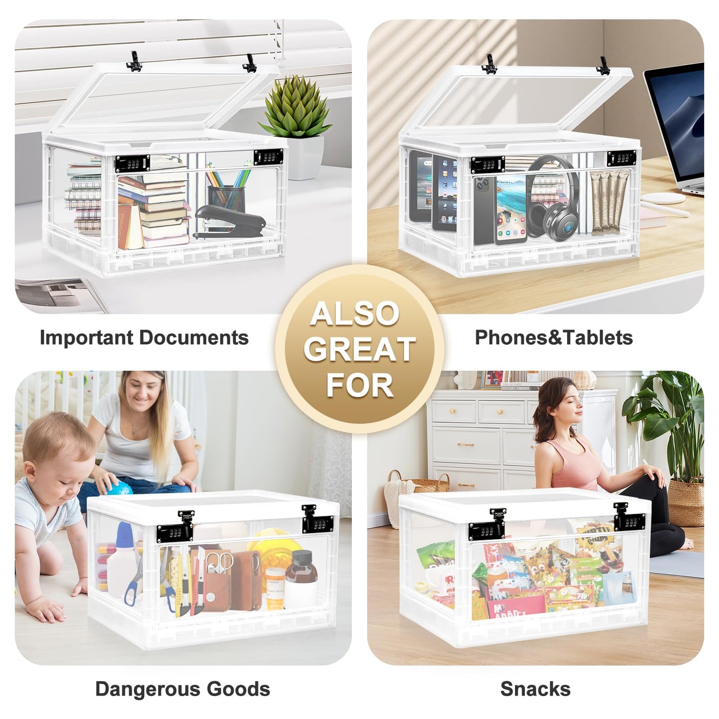 Lalifebuss Large Lock Box for Personal Items, 24 Litre Combination Lockable Storage Box for Office Locker/School/Medicine/Snacks/Phone Jail/Electronic/Home