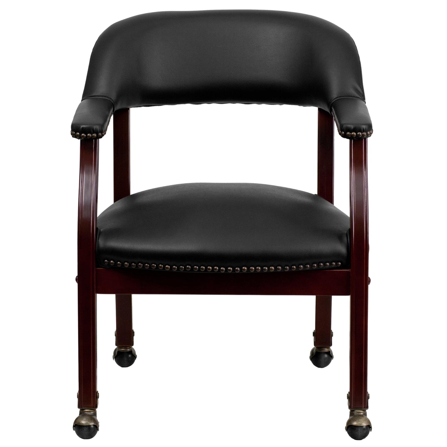Flash Furniture Sarah Black Vinyl Luxurious Conference Chair with Accent Nail Trim and Casters