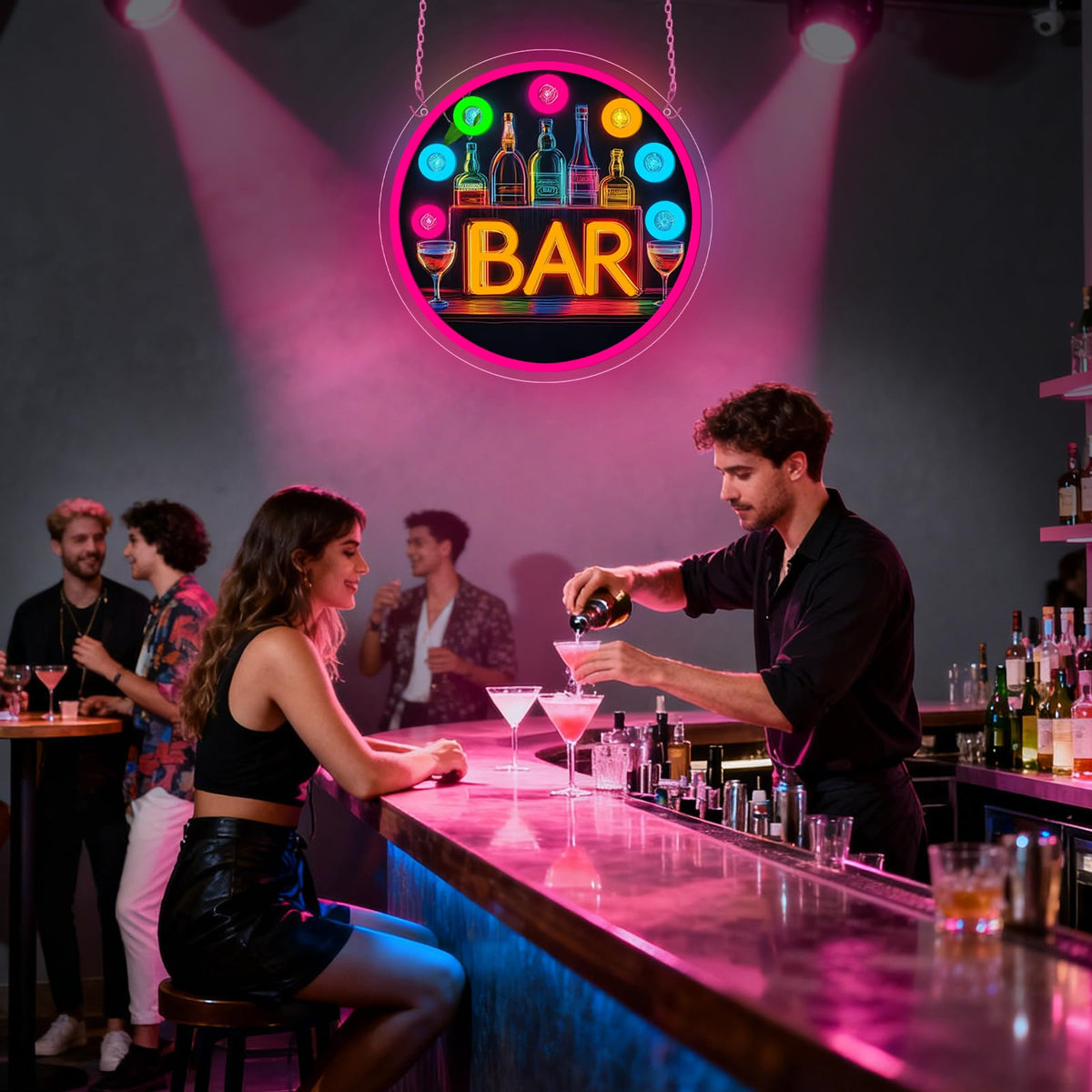 Neon Bar Signs for Home Bar, Bar Led Neon Sign for Man Cave Room Decor Pub Cocktails Party - Best Gifts for Husband, Father, Boyfriend, Whiskey and Beer Lover
