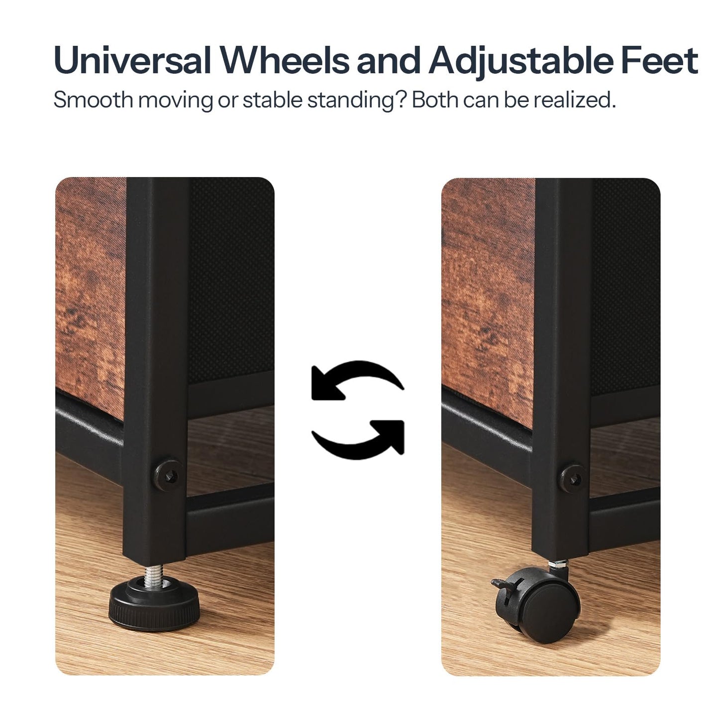 HOOBRO File Cabinet, 2-Drawer Vertical Mobile Office Cabinet, Rolling Printer Stand, for A4/Letter Size Files, Nonwovens Drawer, for Home Office, Rustic Brown BF21WJ01