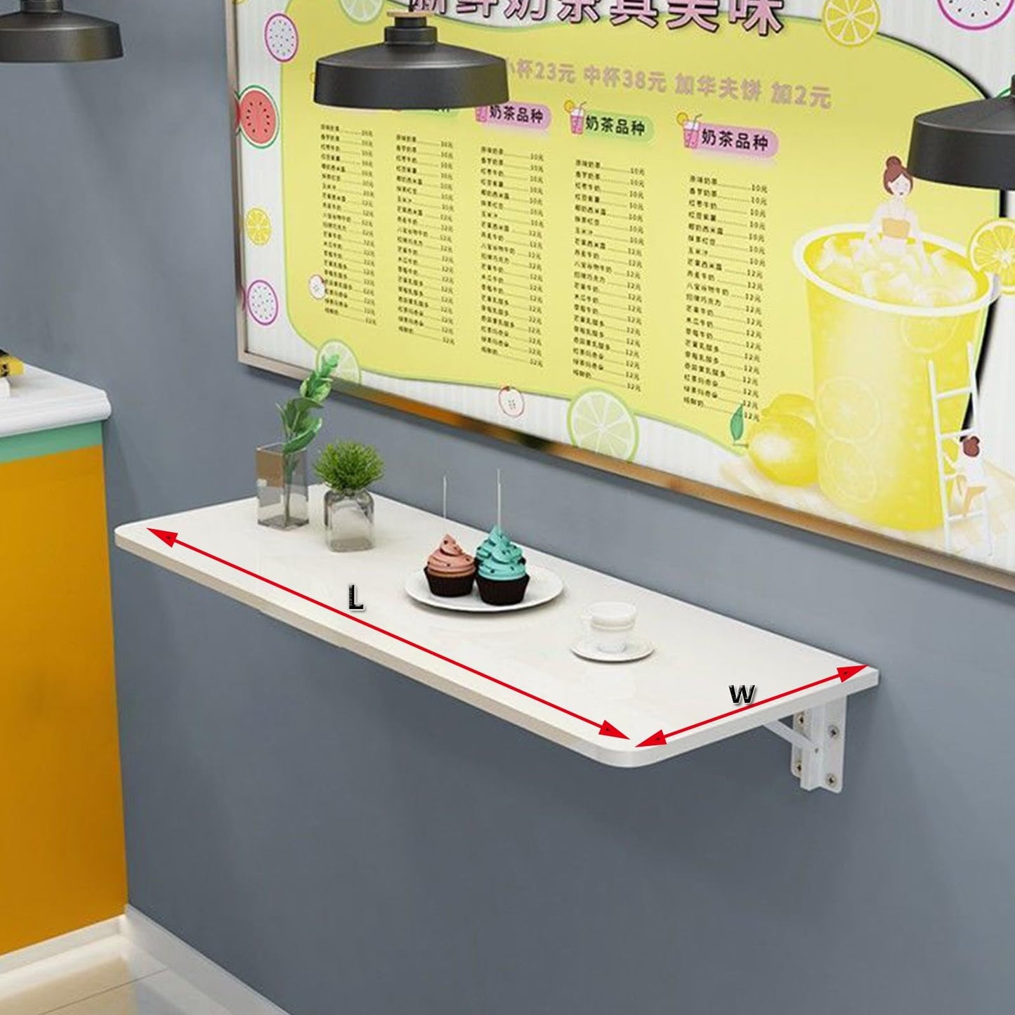 Fold Down Table Wall Mounted,Wall Mounted Table, Folding Wall Mounted Murphy Desk Drop-Leaf Table, Space Saving Fold Down Floating Desk for Study, Bathroom Or Laundry Room (Color : Light Wa