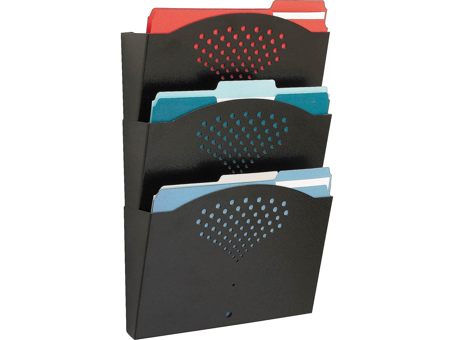 Safco Steel Three Pocket Letter Size Flush Mount Wall Rack 3172BL, Black Powder Coat Finish, Durable Commercial-Steel Construction