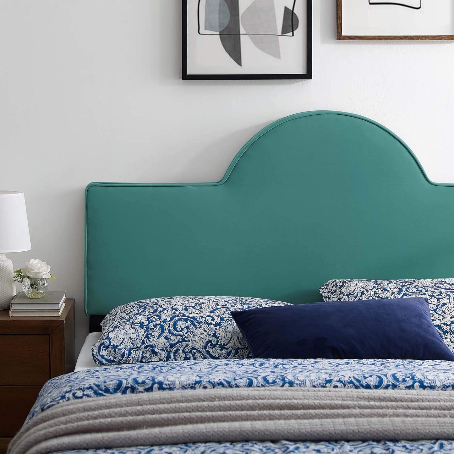 Modway MOD-6302-TEA Dawn Twin Performance Velvet Headboard, Teal