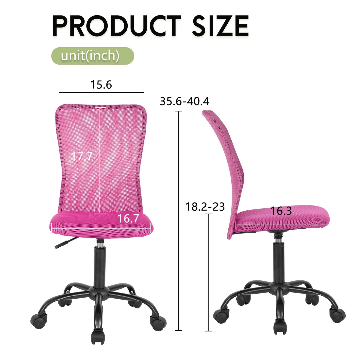 BestOffice Ergonomic Office Chair Desk Chair Mesh Computer Chair Armless Back Support Modern Executive Rolling Swivel Chair with Lumbar Support(Pink)