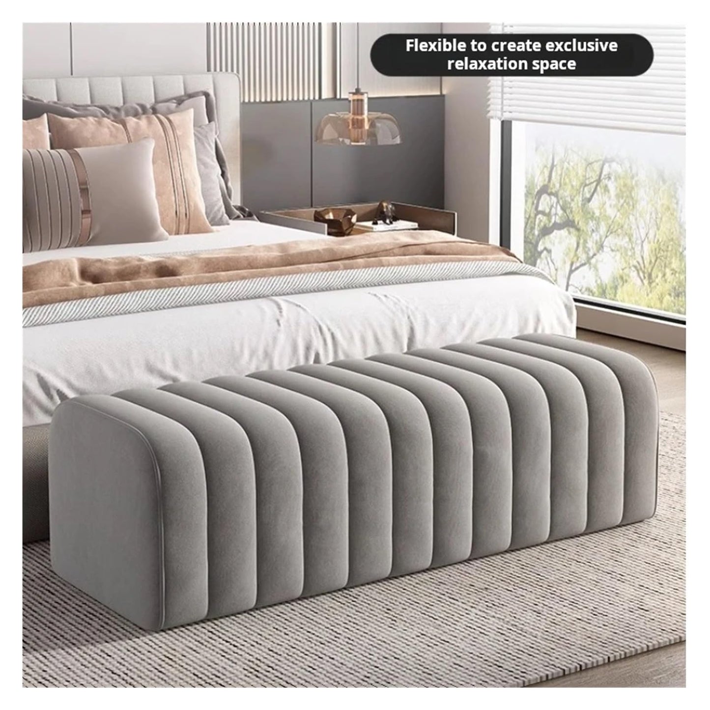 WENWENLEE Foot Stool Velvet Bench Entrance Shoe Bench Hotel Mall Hall Rests Feet Luxury Soft Footrest Room End of Bed Low Stool Furniture for Living Room, Bed(White Length 40CM)