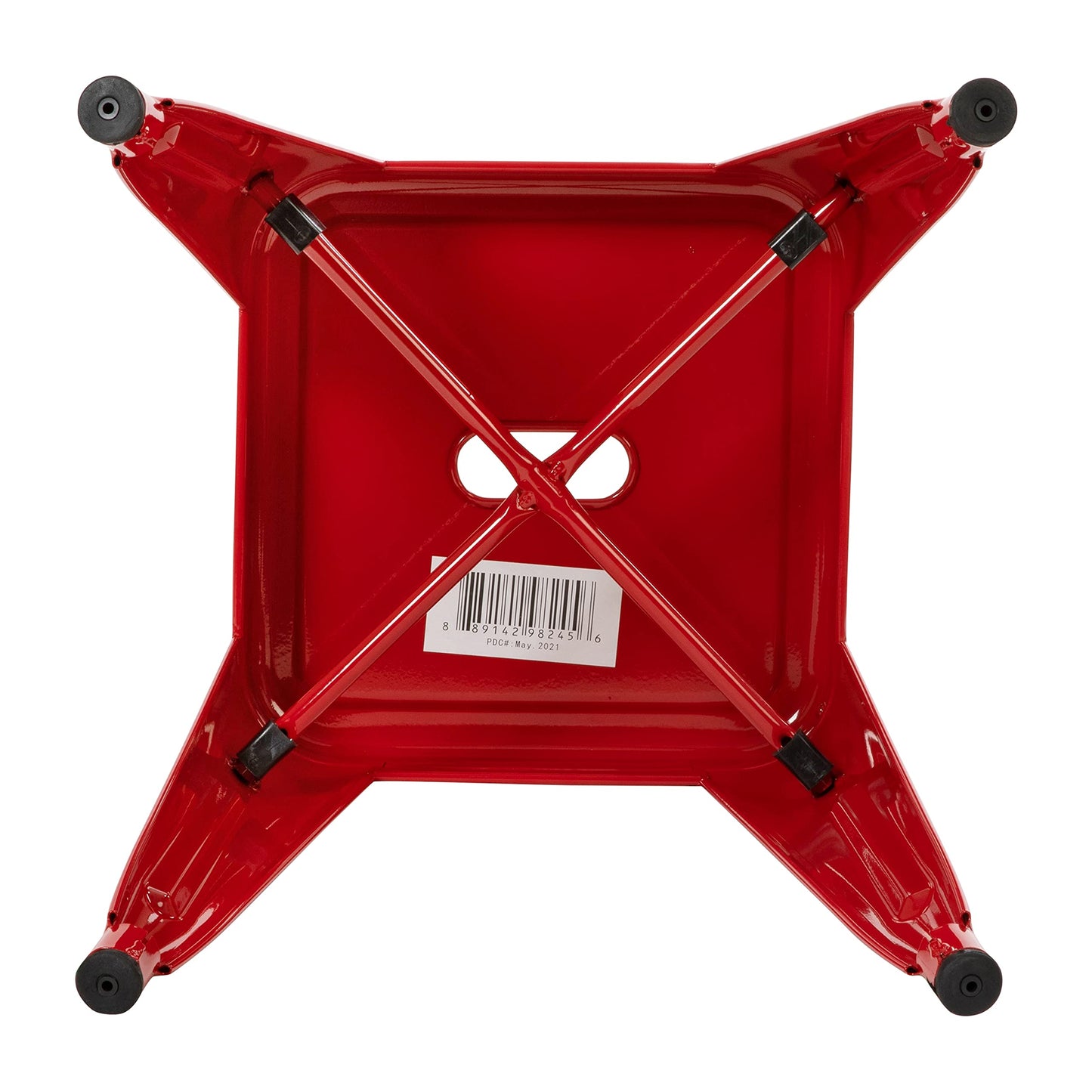 Flash Furniture Metal Dining Table Height Stool - Backless Red Kai Commercial Grade Stool - 18 Inch Stackable Dining Chair - Set of 4