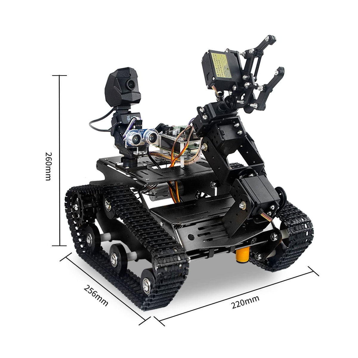 XiaoR GEEK Smart WiFi Robot Kit for Raspberry Pi 5 4B 3B, 4DOF Robotic Arm Track Tank Chassis Robot Car with HD Camera Ultrasonic Infrared Sensor Programming Project for 14+(without Raspberry Pi)