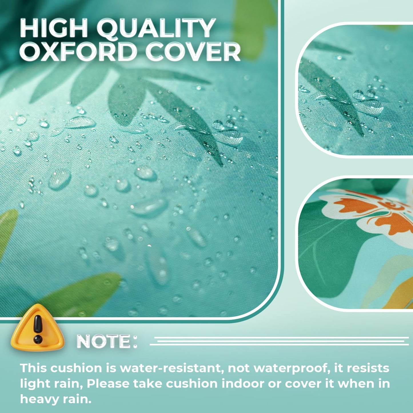 Tycdiose Outdoor Chaise Lounge Chair Cushion Waterproof 74.4 x 22 x 4.7 Inches Thickened Memory Foam Patio Lounge Chair Cushions Replacement for Outdoor Furniture with Ties, Cyan Floral Leaf