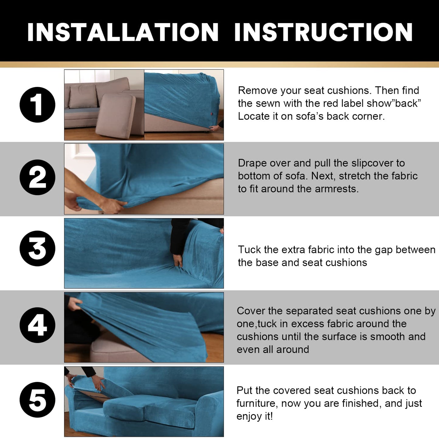 PrinceDeco Velvet Couch Cover Loveseat Covers for 2 Cushion Couch 3 Piece Sofa Covers for Dogs Washable Loveseat Covers Width Up to 72 Inch No Slip Stretch Sofa Slipcover(Medium, Blue)