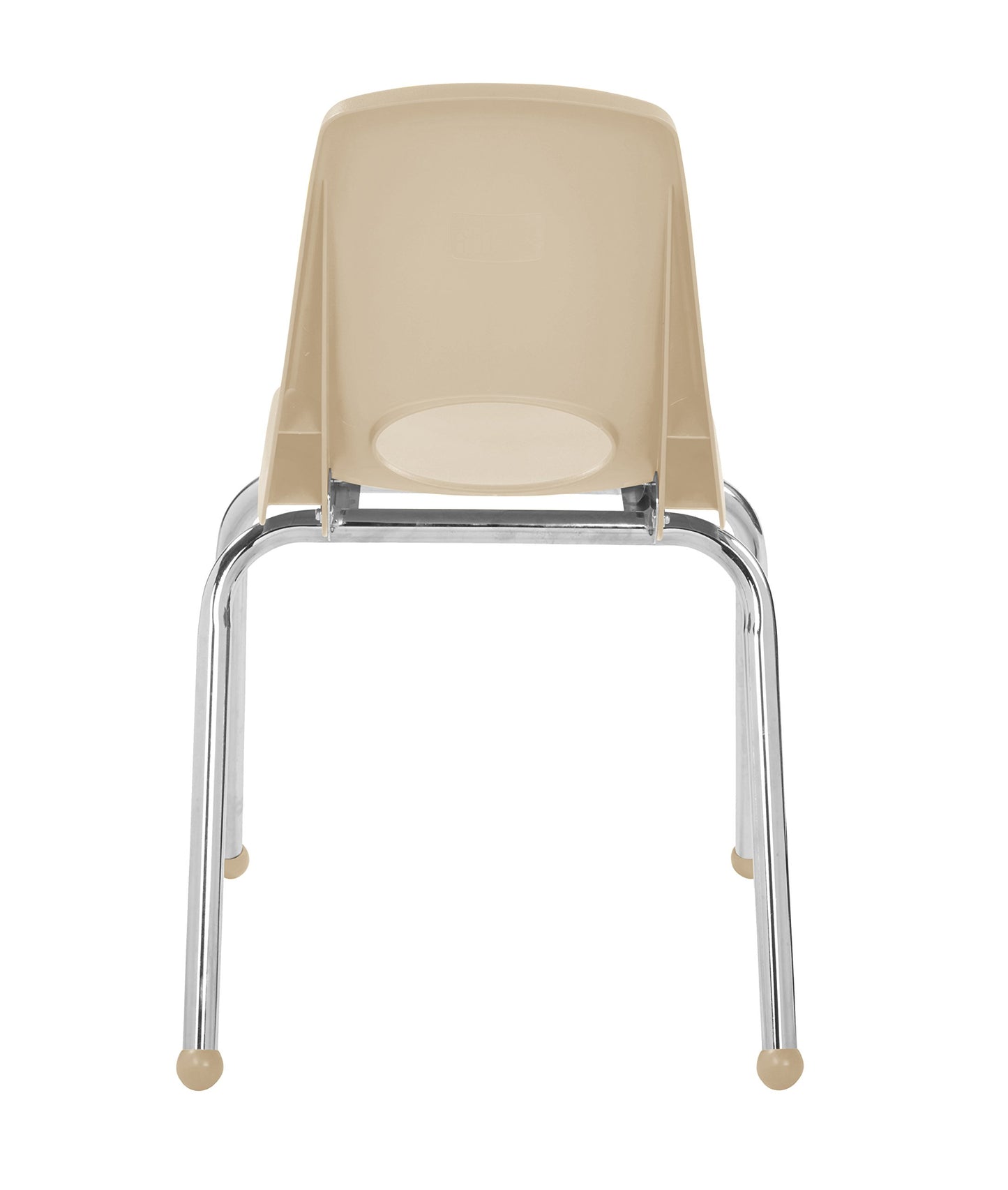 FDP 16" School Stack Chair, Stacking Student Seat with Chromed Steel Legs and Ball Glides; For In-Home Learning or Classroom - Sand (4-Pack), 10382-SD