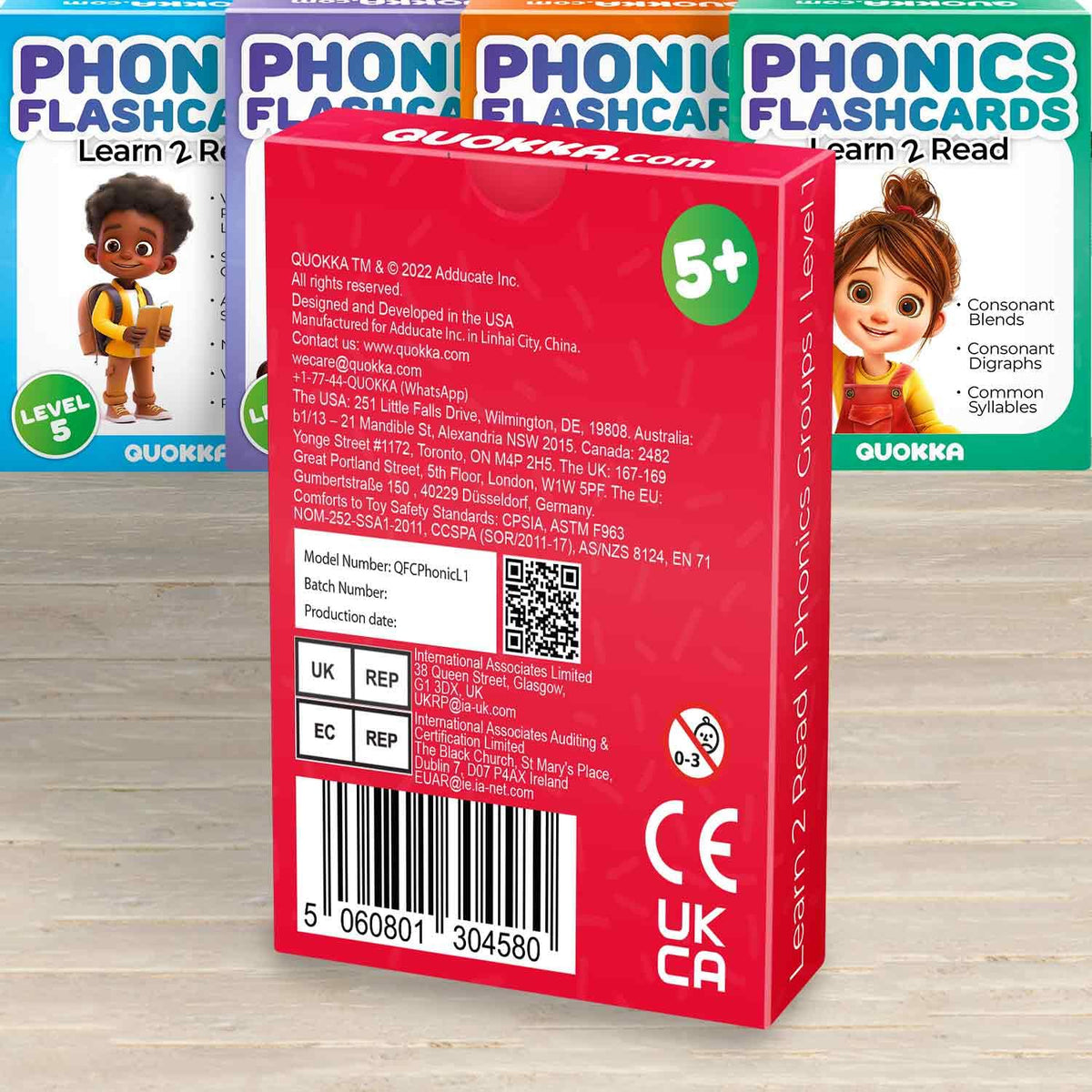 QUOKKA English Alphabet CVC Flash Cards – Learn to Read Set for Kids Ages 3-5 and 4-8 – Phonics Cards for Toddlers 2-4 Years and Kindergarten Learning – Reading Tools for Kids & Homeschool Essentials