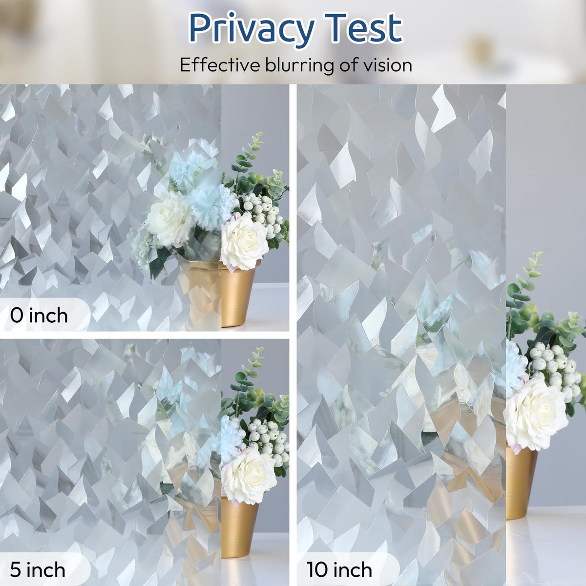 rabbitgoo Window Privacy Film, 3D Decorative Stained Glass Static Cling Door Covering Sun Blocking Removable Vinyl Sticker, Crystal Icicles 17.5 in X 13.1 Feet