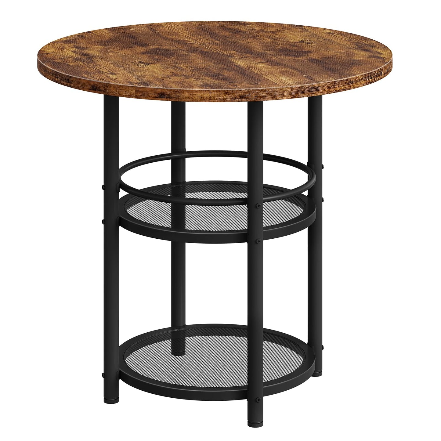 HOOBRO Dining Table, Round Dining Table for 2, 31.5" Kitchen Table for Small Spaces, Farmhouse Small Dining Room Table, 2-Tier Storage, Easy to Assemble, for Living Room, Rustic Brown BF19CZ01