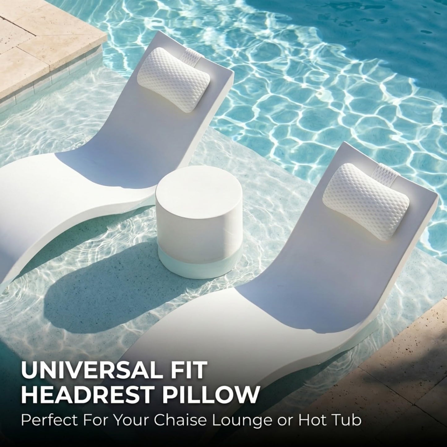 Headrest Pillow for Patio Chaise Lounge,Hot Tub Pillow for Headrest, Universal Height Adjustable Chaise Lounge Pillow for Sunbathing Swing Pool Furniture