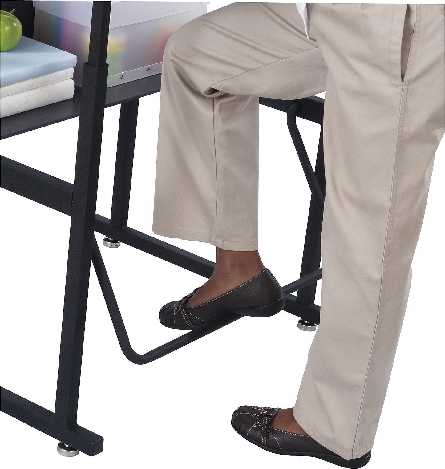 Safco Products 1204GR Alphabetter Adjustable-Height Desk Premium Desktop, Book Box, Swinging Footrest Bar, 28" x 20", Gray