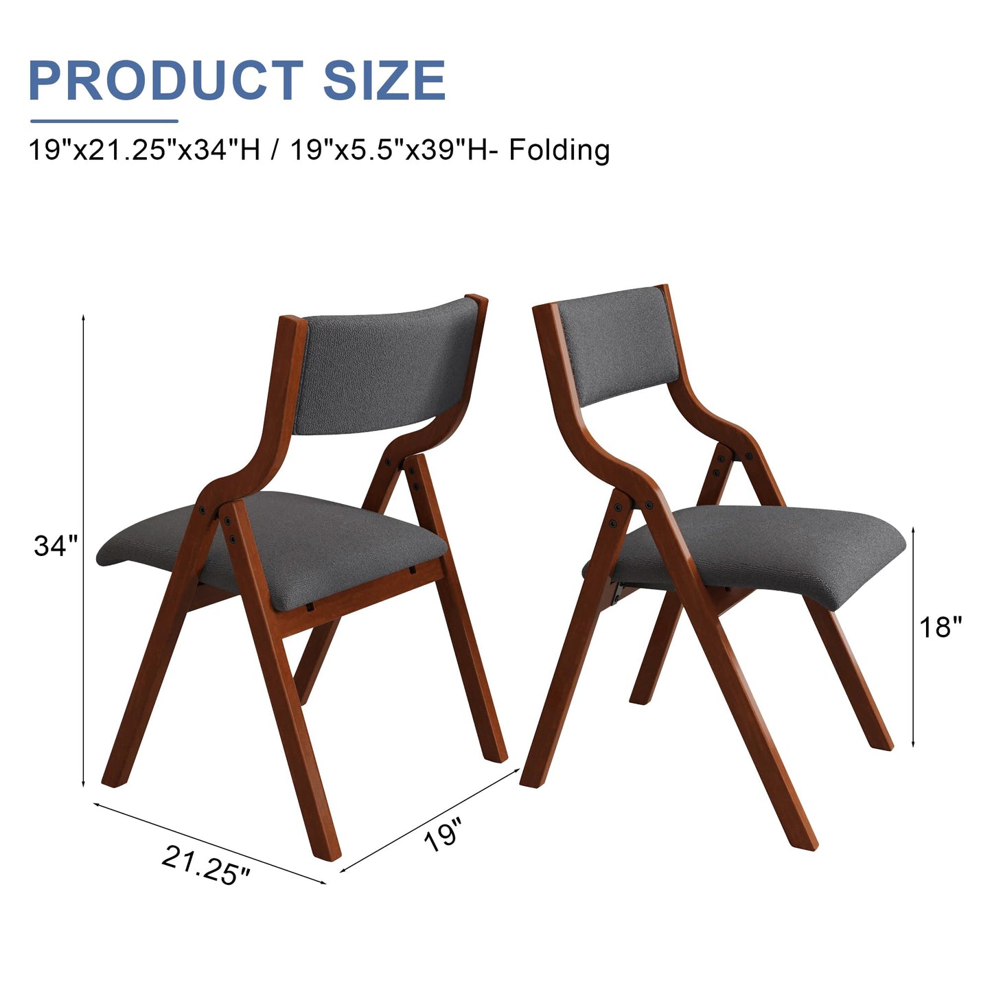 Ball & Cast Upholstered Folding Chairs Set of 2 with Ergonomically Designed Back and Solid Wood Frame,Portable Activity Meeting Chair, for Dining Room and Office,Outdoor Events,Dark Grey+Cherry