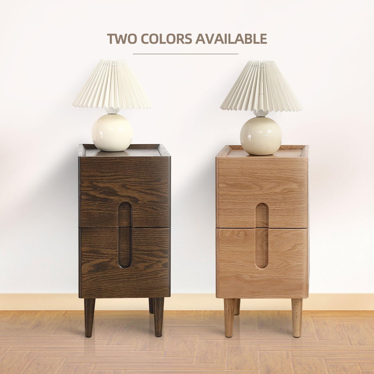 Fetuero Solid Wood Bedside Table Nightstands, Slim Narrow Oak Real Wooden Mid-Century Modern End Table with Drawers Luxury Side Table Durable Cabinet Organizer Furniture, Natural Color 7.87in Wide