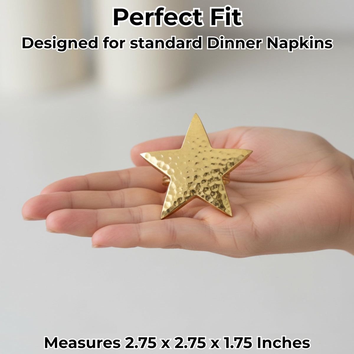 ALPHA Living HOME Napkin Rings Set of 12, Star Napkin Holders, Rustic Napkin Rings, Premium Metal Napkin Ring Bulk for Party Decoration, Dinning Table, Everyday, Family Gatherings (Gold)