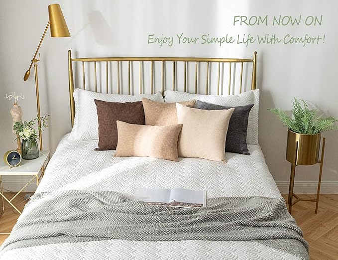 Stellhome Rectangle Linen Throw Pillow Covers Solid Burlap Farmhouse Decorative