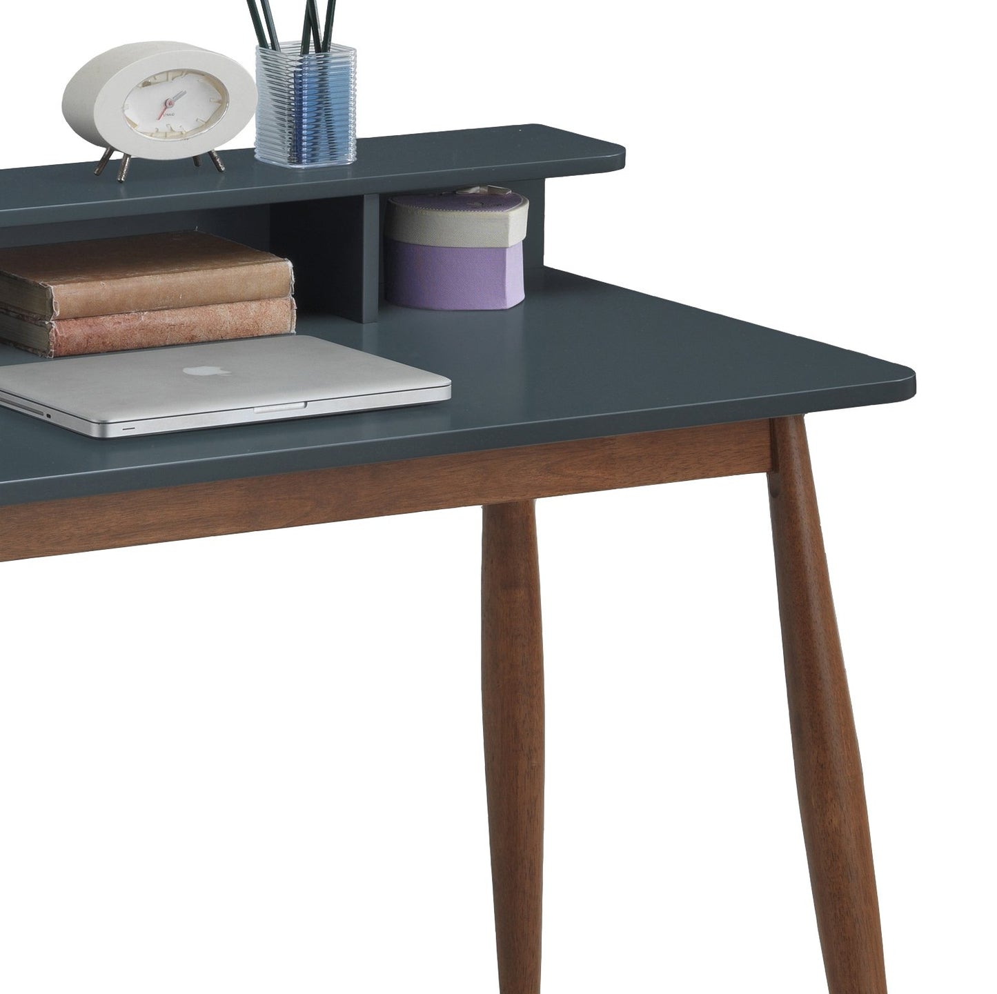 Roundhill Furniture Roskilde Storage Wood Office Desk, Gray