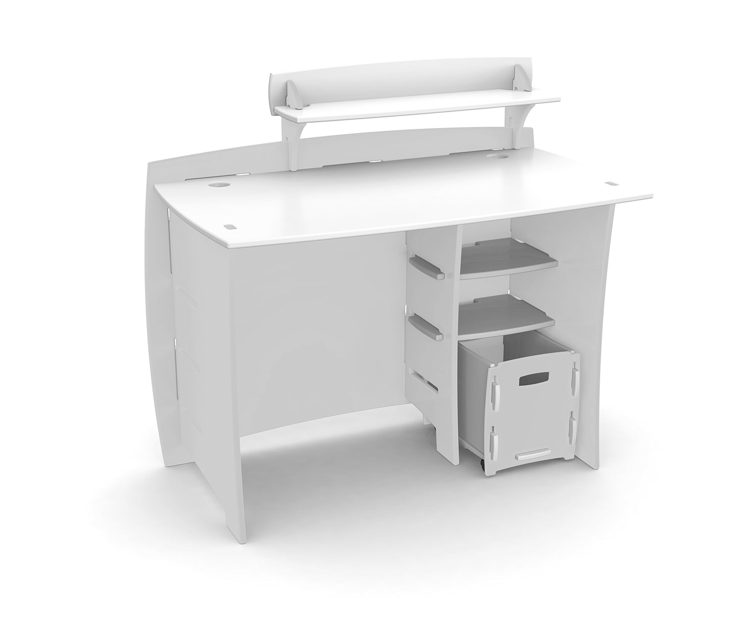 Legaré Furniture Children's Desk with Shelves and File Cart Set for Kids, White