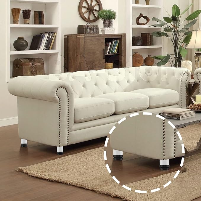 Set of 4 Stainless Steel Furniture Legs 2 Inch, Adjustable Round Cabinet Legs
