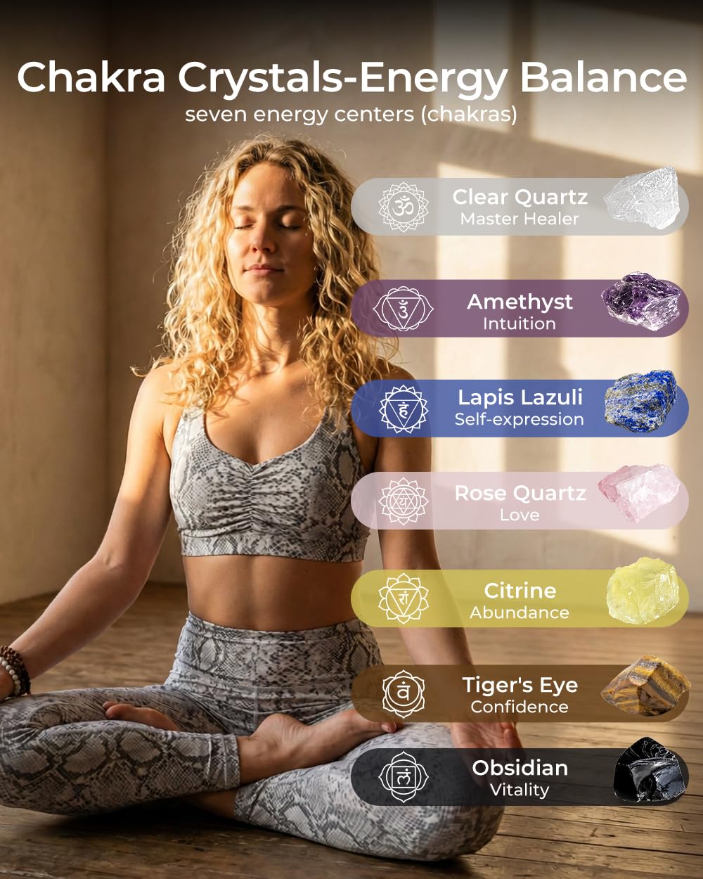Crystals and Healing Stones Set, Chakra Healing Crystals, 7 Chakra Stones Set, Chakra Bracelets, Rose Crystal Wand and Ball, Reiki Energy Balance and Protection, Relief Anxiety Stress Gifts for Women