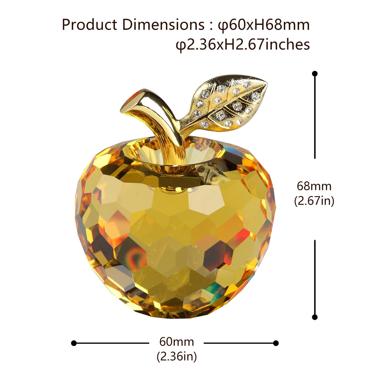 DOJOZ Crystal Apple Paperweight Craft Decoration Table top Ornament Statue Home Decor (White)