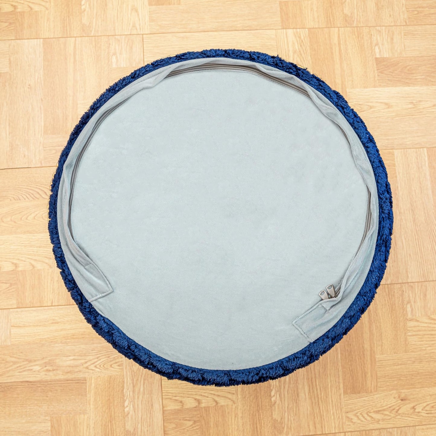 Round Pouf Ottoman 20 x 20 x 14 Inches Boho Poof Home Decor Floor Pouffe Ottoman Foot Rest for Couch Sofa Bean Bag Chairs Living Room Bedroom (Dark Blue)
