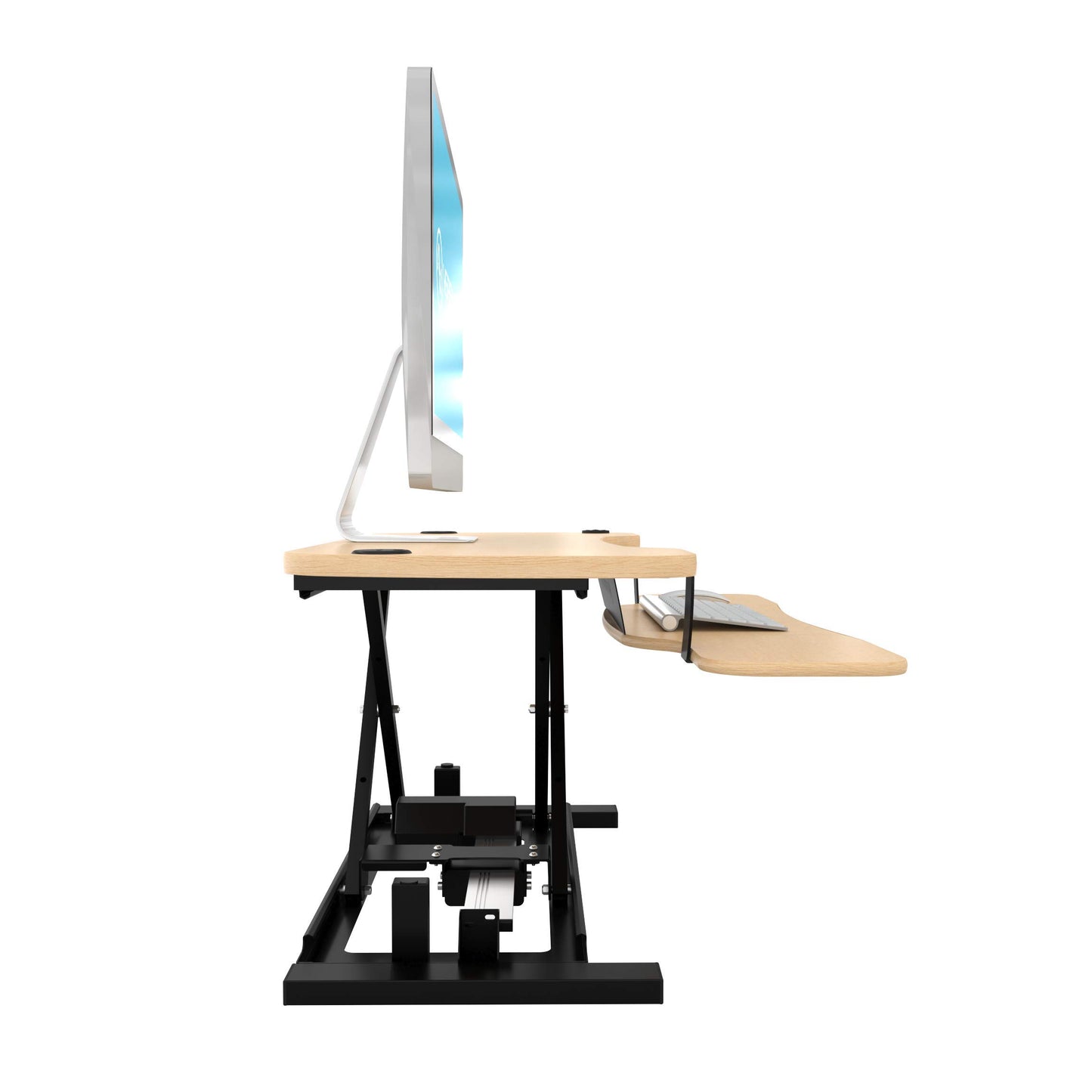 VERSADESK PowerPro 36 Inch Electric Standing Desk Converter – Push-Button Height Adjustable Sit to Stand Desk Riser for Dual Monitors & Laptop – Motorized Desktop Workstation with Wide Keyboard Tray